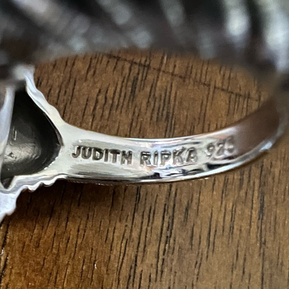 Judith Ripka Sterling Silver Blue Quartz Hematite Diamonique CZ Ring - Picture 8 of 14